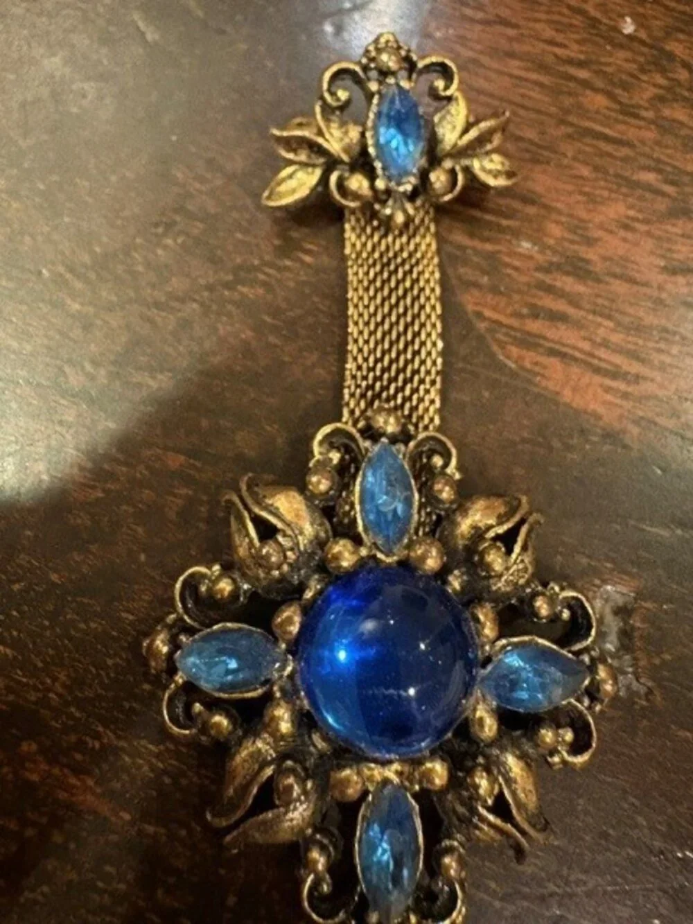 Victorian Revival mesh Fob brooch